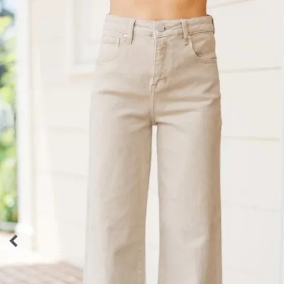 Divided H&M Cream Wide Leg Jeans | High Waist Neutral Denim | Women’s 8 (Fits 6) - Picture 3 of 12